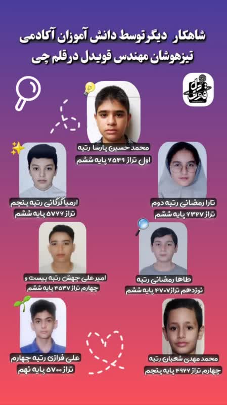 نفرات برتر آزمون تیزهوشان قلم چی